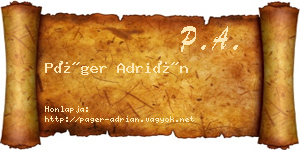Páger Adrián névjegykártya