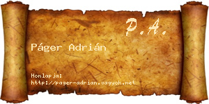 Páger Adrián névjegykártya
